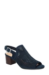 Bella Vita Illiana Womens Perforated Block Heel In Navy Suede Leather