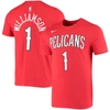 NIKE NIKE ZION WILLIAMSON RED NEW ORLEANS PELICANS NAME & NUMBER PERFORMANCE T-SHIRT
