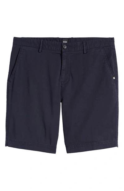 Hugo Boss Slice Stretch Twill Shorts In Dark Blue