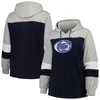 PROFILE NAVY PENN STATE NITTANY LIONS PLUS SIZE COLOR-BLOCK PULLOVER HOODIE