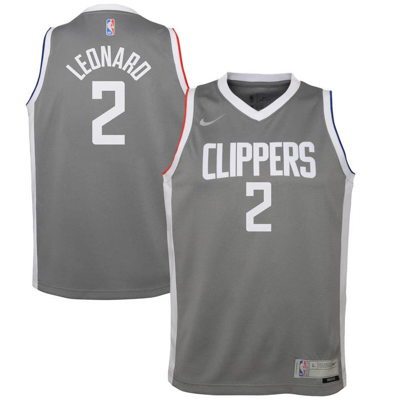 Nike Kids' Youth  Kawhi Leonard Grey La Clippers 2020/21 Swingman Player Jersey