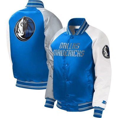 Starter Kids' Youth  Royal Dallas Mavericks Raglan Full-snap Varsity Jacket
