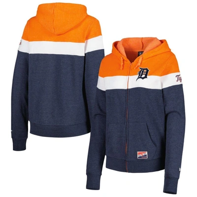New Era Heather Navy Detroit Tigers Colorblock Full-zip Hoodie Jacket