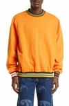 Jacquemus Le Sweatshirt Lasso Stripe Rib Trim Sweatshirt In Orange