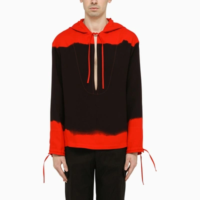 Ferragamo Drawstring-hood Relaxed-fit Woven Jacket In Red