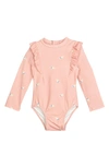 MILES THE LABEL ICE POPS ON PINK LONG SLEEVE ONE-PIECE RASHGUARD SWIMSUIT