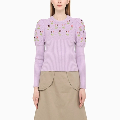 Cormio Oma Knitted Cotton Embroidered Sweater In Multi-colored