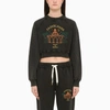 CASABLANCA BLACK CROPPED SWEATSHIRT WITH EMBROIDERY,WS23-JTP-100-04CO/M_CASAB-SB_323-XS