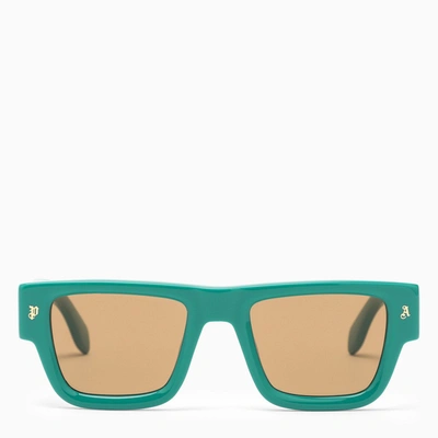 Palm Angels Square Frame Sunglasses In Green Brown