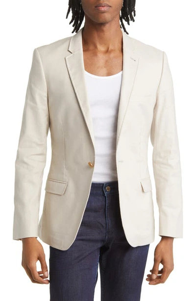 Asos Design Super Skinny Wool Mix Suit Jacket In Stone Twill-neutral