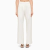 Ferragamo Chambray Straight Trousers In White
