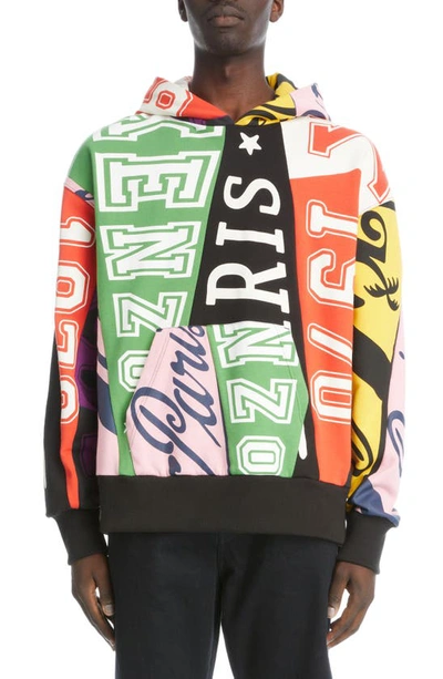 Kenzo Flag Print Oversize Cotton Hoodie In Green