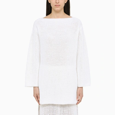 Ferragamo Gerippter Pullover In White