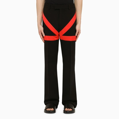 Ferragamo Tailored Trouser With Satin Inlay In Black