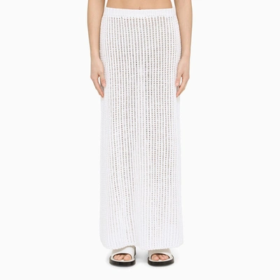 Ferragamo Side-slit Knit Skirt In White