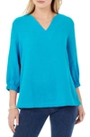Foxcroft Evie Gauze Blouse In Oceanside