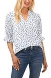 CECE FLORAL SPLIT NECK BLOUSE