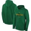 NIKE YOUTH NIKE GREEN OAKLAND ATHLETICS PREGAME PERFORMANCE PULLOVER HOODIE