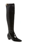 TOM FORD 90S CROC EMBOSSED PATENT LEATHER OVER THE KNEE BOOT