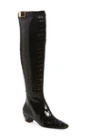 Tom Ford Croco Buckle Over-the-knee Boots In Black