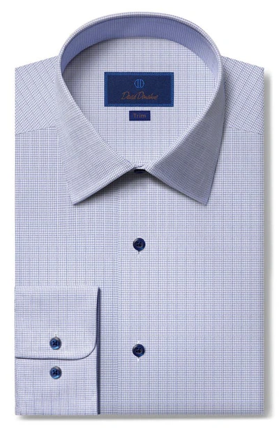 David Donahue Trim Fit Geometric Pattern Microdobby Dress Shirt In Blue