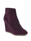 FERRAGAMO Chain-Trimmed Suede Wedge Ankle Boots,0400090933247