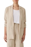 Eileen Fisher Notch Lapel Longline Organic Linen Blazer In Beige