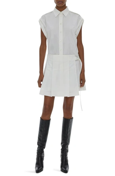 Helmut Lang Pleated Mini Shirtdress In White