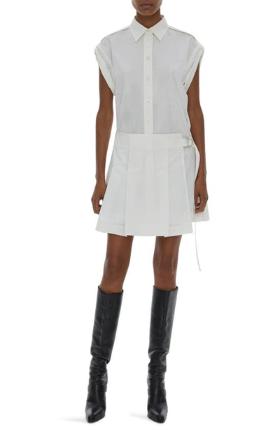 Helmut Lang Pleated Mini Shirtdress In Optic White