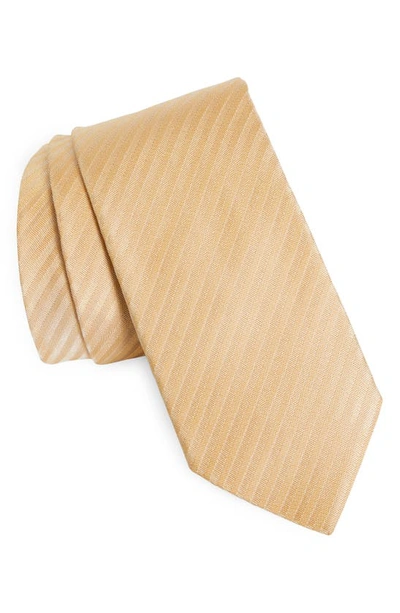 Zegna Textured Stripe Silk Tie In Medium Yellow
