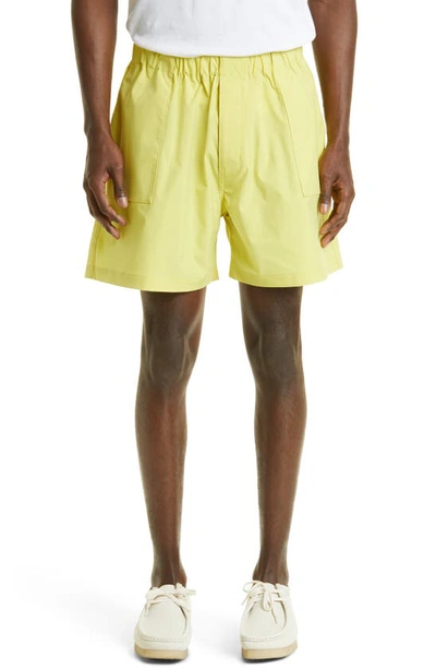 Mackintosh Captain Elasticated Waistband Shorts In Yellow