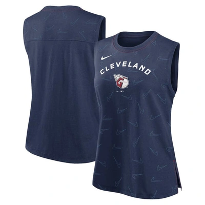 Nike Navy Cleveland Guardians Muscle Play Tank Top