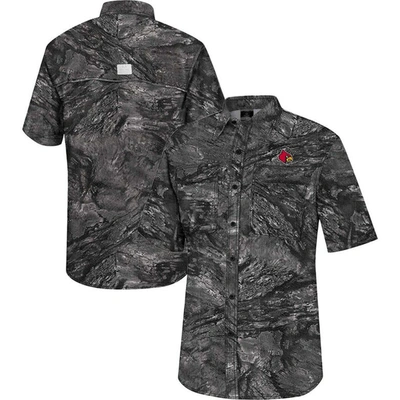 Colosseum Charcoal Louisville Cardinals Realtree Aspect Charter Full-button Fishing Shirt