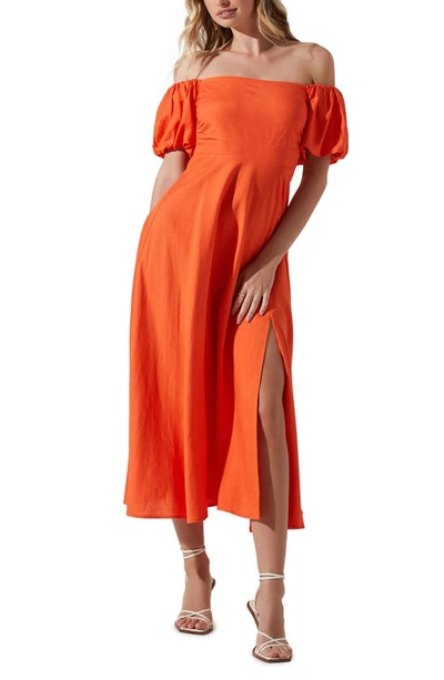 Astr Off The Shoulder A-line Dress In Orange