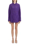 Valentino Embroidered-logo Long-sleeve Dress In Yu4-astral Purple