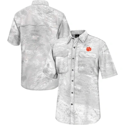 Colosseum White Clemson Tigers Realtree Aspect Charter Full-button Fishing Shirt