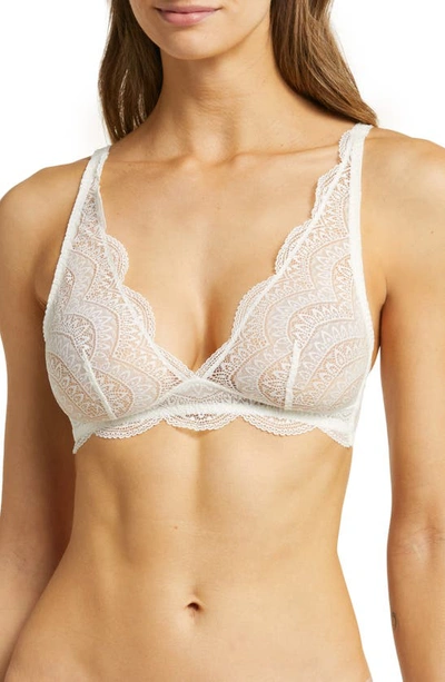 Simone Perele Eden Floral-lace Triangle Wire-free Soft Bra In Ivory