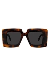 Loewe Chunky Anagram 47mm Small Square Sunglasses In Dark Havana / Smoke