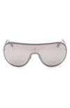 Moncler Avionn Shield Sunglasses In Silver Ice Grey / Mirror