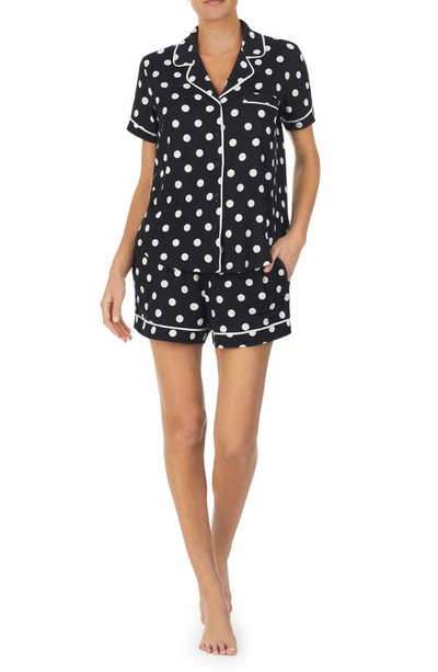 Kate Spade Print Short Pajamas In Black Dot