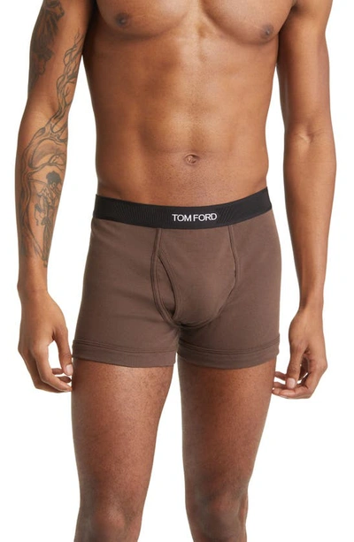 Tom Ford Cotton Stretch Jersey Boxer Briefs In Ochre