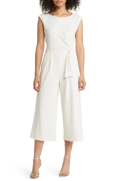 Tahari Asl Side-tie Cropped Jumpsuit In White