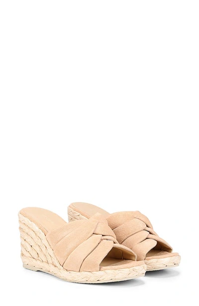 Vince Gilian Suede Wedge Espadrille Sandals In Beige