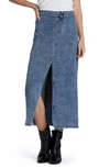 Wash Lab Denim Side Hustle Denim Midi Skirt In Sally Blue