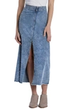 Wash Lab Denim Side Hustle Denim Midi Skirt In Heidi Blue