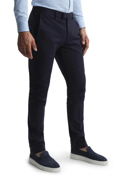 Reiss Craft Slim Fit Cotton-Linen Check Adjustable Trousers