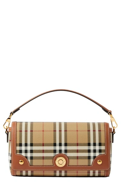 Burberry Note Small Check Top-handle Bag In Briar Brown