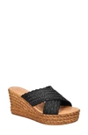 Bella Vita Woven Wedge Slide Sandal In Black