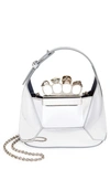 Alexander Mcqueen Mini Jewel Skull Metallic Top-handle Bag In Silver