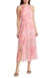 TED BAKER MIRELIA FLORAL PRINT PLEATED CROSSOVER DRESS